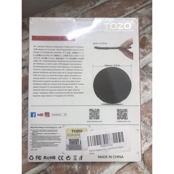 TOZO W1 Wireless Charger Aluminum Fast Charging Pad USB-C Cable Universal SEALED - Picture 4 of 4